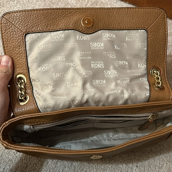 Michael Kors Fulton Chain Shoulder Bag Brown Leather Handbag - Picture 4 of 5